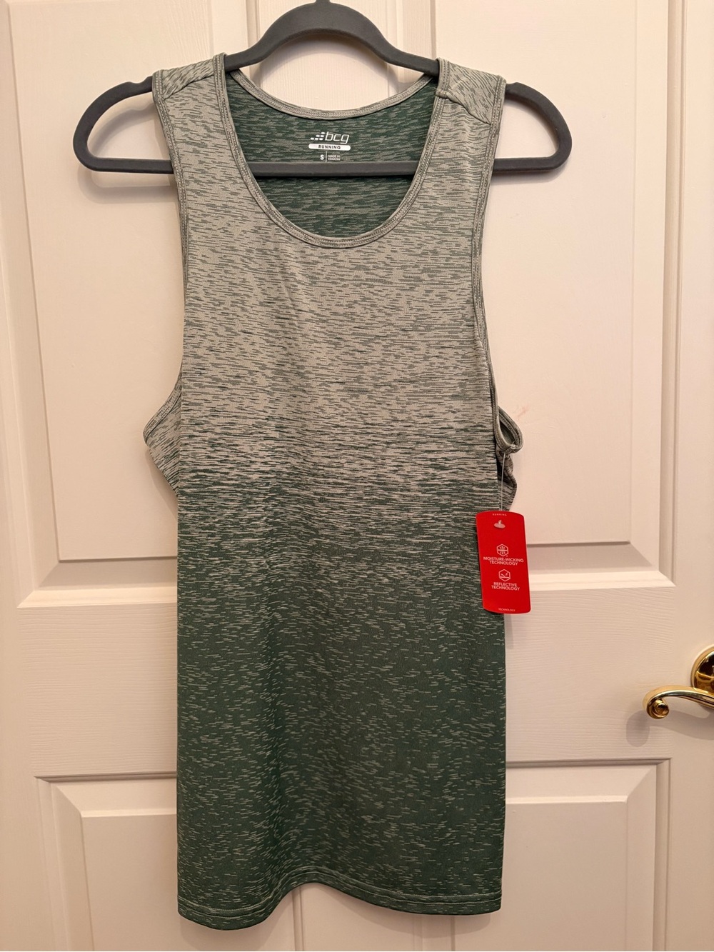 bcg Men's Green Heathered Performance Tank Top